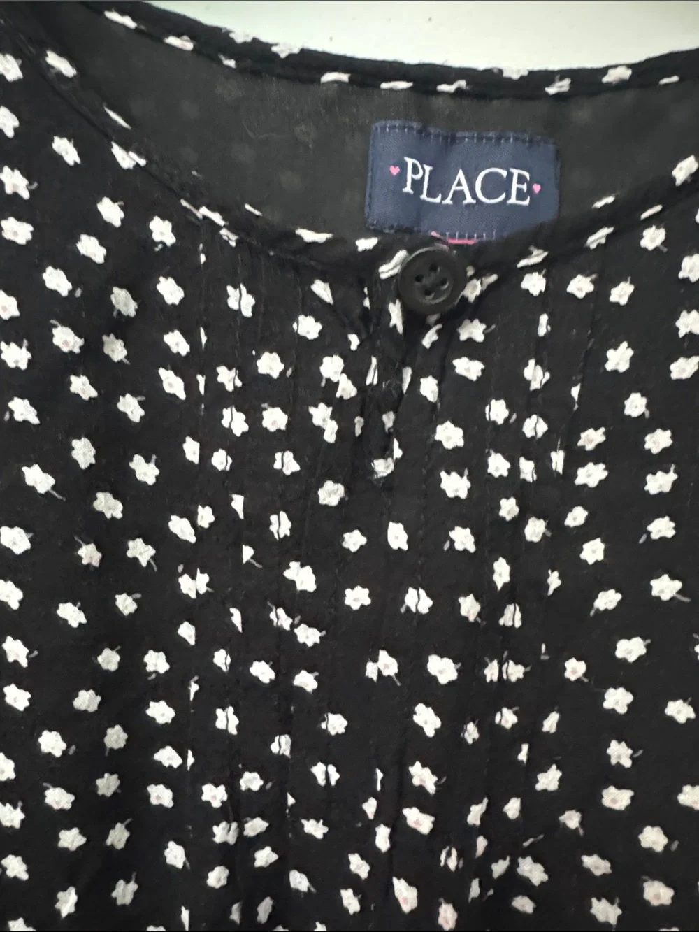Girls Children’s Place TCP Flower Dress Black White Large 10/12